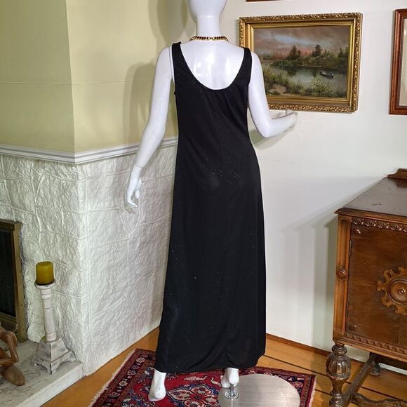 Vintage Lori M Black Evening Maxi LBD Dress - Picture 3 of 10
